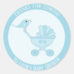 Thanks for Coming Blue Boy Baby Shower Sticker