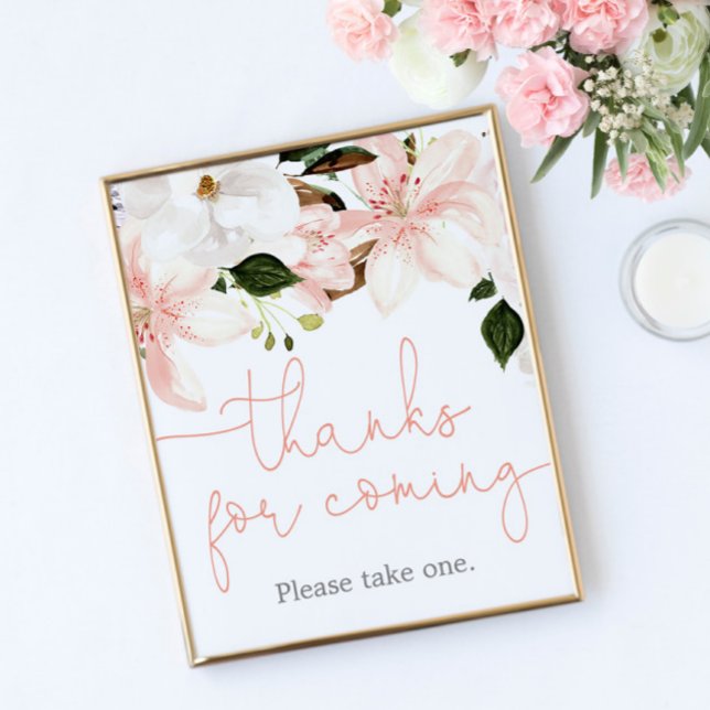 Thanks for coming favors sign blush pink floral (Creator Uploaded)