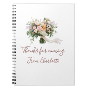 thanks for coming floral bouque green blue name mo notebook