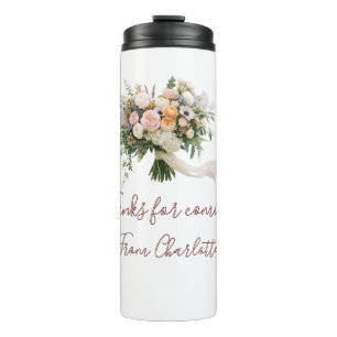 thanks for coming floral bouque green blue name mo thermal tumbler