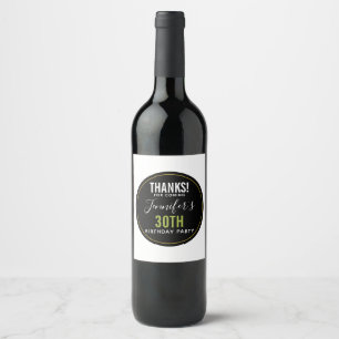 thanks for coming personalised birthday template wine label