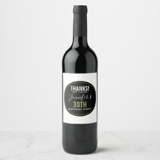 thanks for coming personalised birthday template wine label
