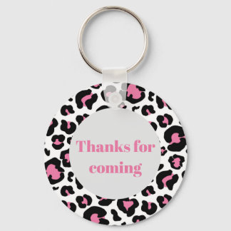 Thanks for coming pink leopard print key ring