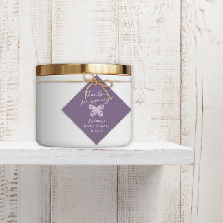 Thanks for Coming Purple Butterfly Baby Shower Favour Tags