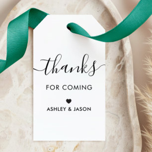 Thanks for Coming Tag, Wedding Thank You, Kraft Gift Tags