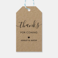 Thanks for Coming Tag, Wedding Thank You, Kraft