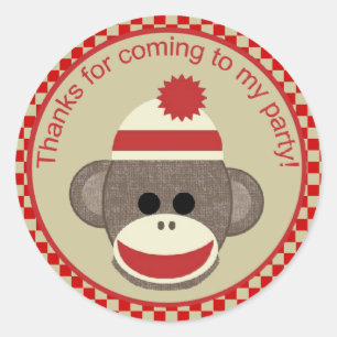 Thanks for coming to my party sock monkey sticker