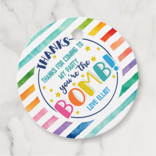 Thanks for coming to my party your'e the bomb bath favour tags