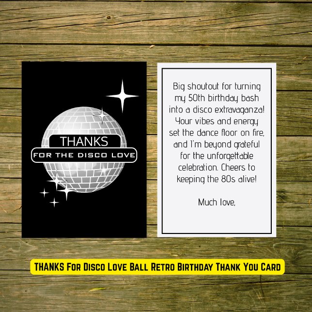 THANKS For Disco Love Ball Retro Birthday  Thank You Card (THANKS For Disco Love Ball Retro Birthday Thank You Card
)