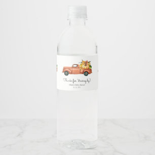 Thanks for Driving By Autumn Truck Favour Water Bottle Label