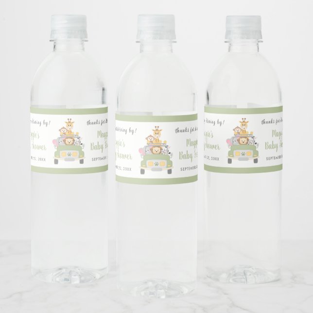 Thanks for Driving By Safari Baby Shower Water Bottle Label (Bottles)