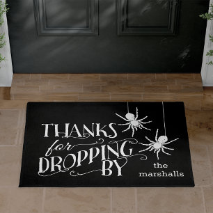 Thanks For Dropping By Spooky Spider Halloween Doormat