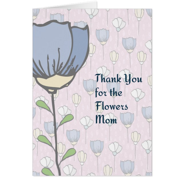Thanks for Flowers Mum, Card. Blue Flowers (Front)