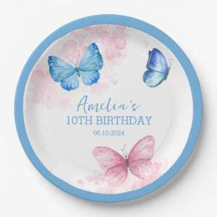 Thanks for fluttering Butterflies Birthday Paper Plate