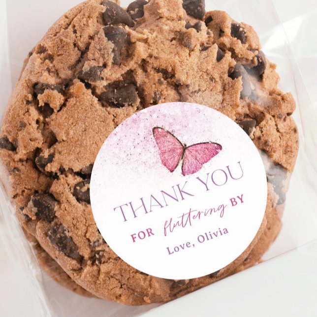 Thanks For Fluttering By Butterfly Favour Classic Round Sticker (Creator Uploaded)