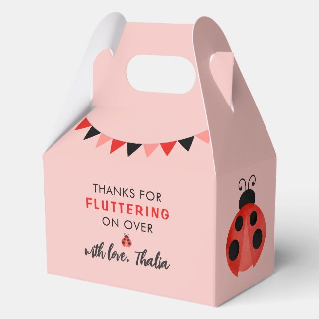 Thanks For Fluttering on Over Pink Ladybug Favour Box (Front)