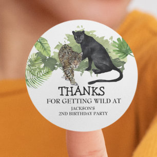 Thanks for Getting Wild Birthday Leopard Panther  Classic Round Sticker