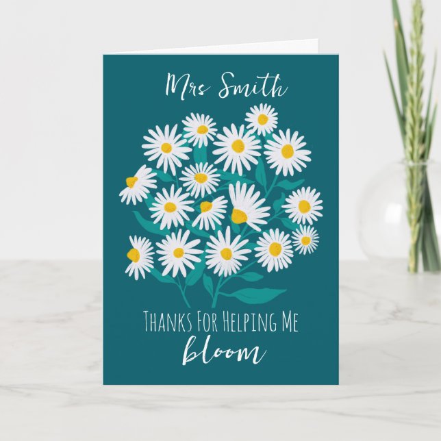 Thanks for Helping Me Bloom Editable Card | White  (Front)