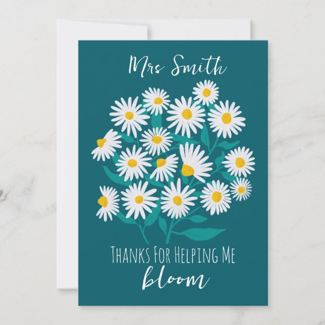 Thanks for Helping Me Bloom Editable Card | White  (Front)