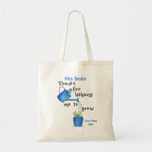 thanks for helping me grow blue tote bag
