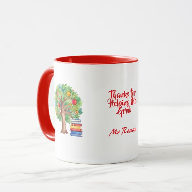 Thanks for Helping Me Grow,Personalised Teacher  Mug (Front Left)