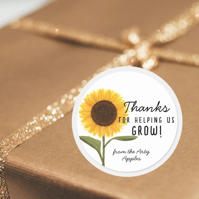 Thanks for Helping Us Grow! Sunflower Teacher  Classic Round Sticker (Creator Uploaded)