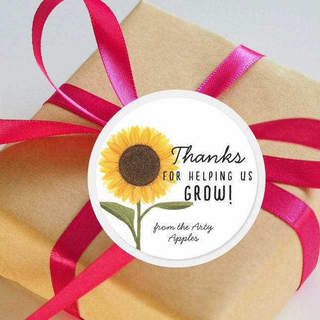 Thanks for Helping Us Grow! Sunflower Teacher  Classic Round Sticker (Creator Uploaded)