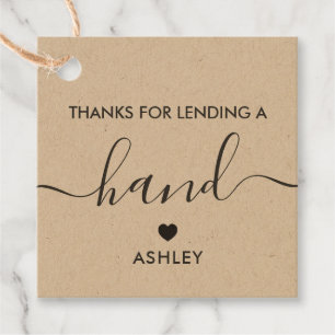Thanks for Lending a Hand Gift Tag, Kraft Favour Tags