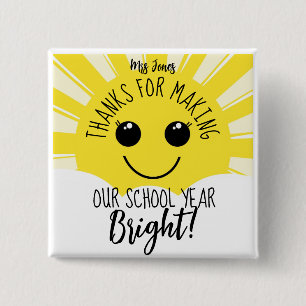 Thanks for making our year bright teacher thanks 15 cm square badge
