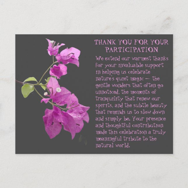 THANKS FOR NATURE EVENT PARTICIPATION POSTCARD (Front)