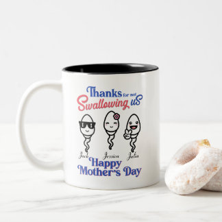Thanks for not swallowing us up to 3 kids Two-Tone coffee mug
