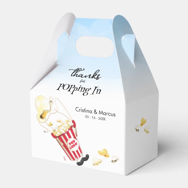 Thanks For Poppin By Popcorn Wedding Favour Box (Front Side)