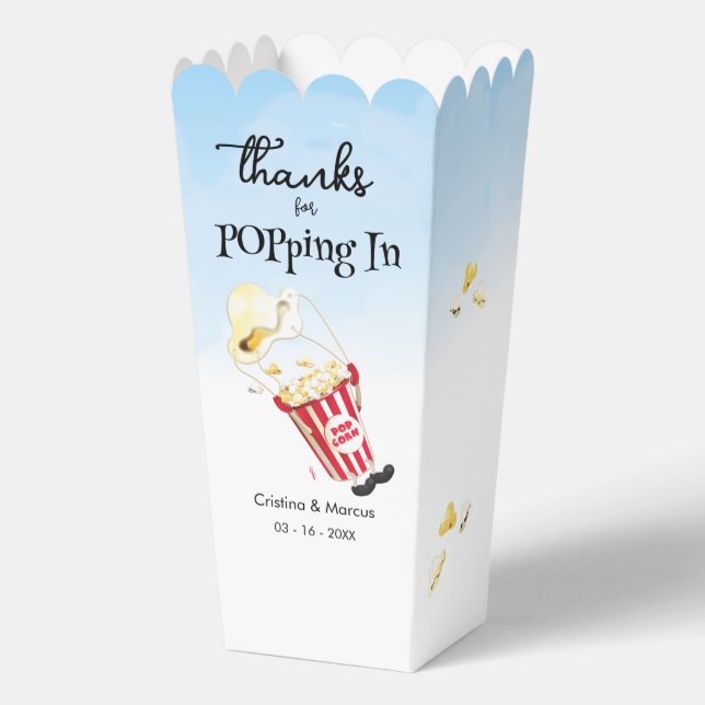 Thanks For Poppin By Popcorn Wedding Favour Box (Front)