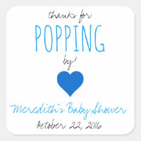 Thanks for Popping By!  Baby Shower Favour Sticker