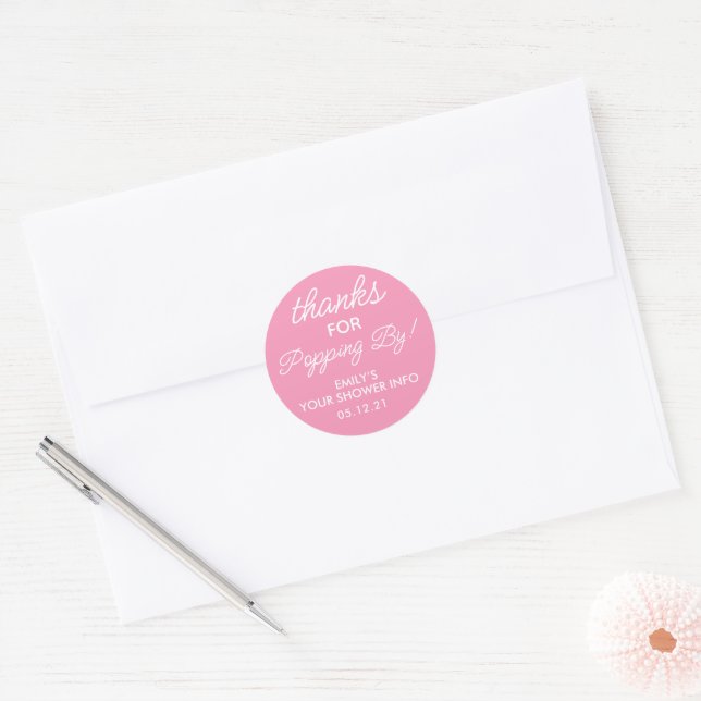 Thanks for Popping By Baby Shower Favour Stickers (Envelope)