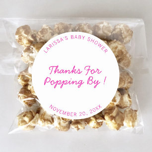 Thanks For Popping By Baby Shower Popcorn Favor Classic Round Sticker