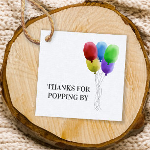 Thanks for Popping By, Balloon Gift Tag, Popcorn Favour Tags