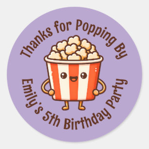 Thanks for Popping By Custom Popcorn Party Favour Classic Round Sticker