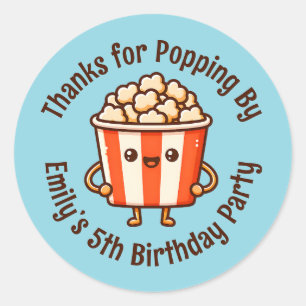 Thanks for Popping By Custom Popcorn Party Favour Classic Round Sticker