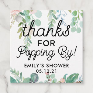 Thanks for Popping By Greenery Shower Favour Tags