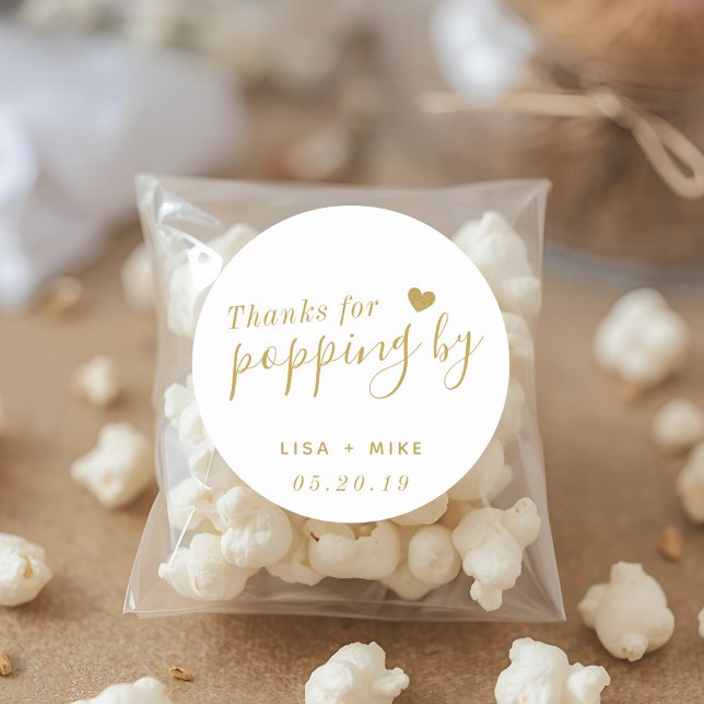 Thanks for Popping by Personalised Wedding Favour Classic Round Sticker (Creator Uploaded)