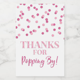 Thanks for Popping by Pink Confetti Food Label