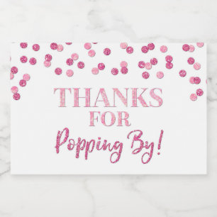 Thanks for Popping by Pink Confetti Food Label