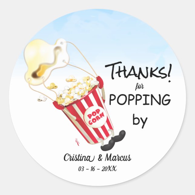 Thanks for Popping By Popcorn Event Classic Round Sticker (Front)