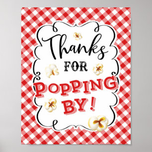 Thanks For Popping By Popcorn Sign Red Gingham