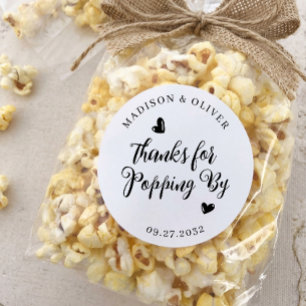 Thanks for Popping By Popcorn Wedding Favour Classic Round Sticker