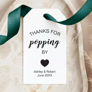 Thanks for Popping By Popcorn Wedding Favour Gift Tags