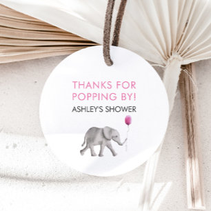 Thanks for Popping By Tags, Elephant Baby Shower Favour Tags