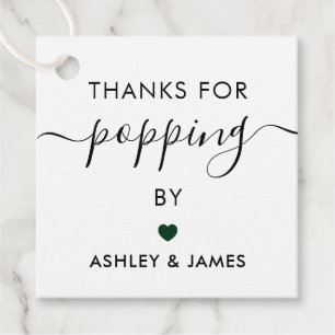 Thanks for Popping By Tags, Wedding Forest Green Favour Tags