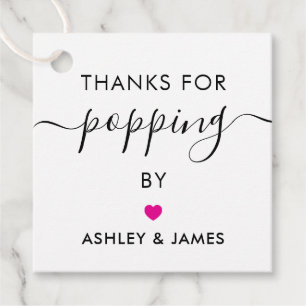 Thanks for Popping By Tags, Wedding Tag, Fuchsia Favour Tags